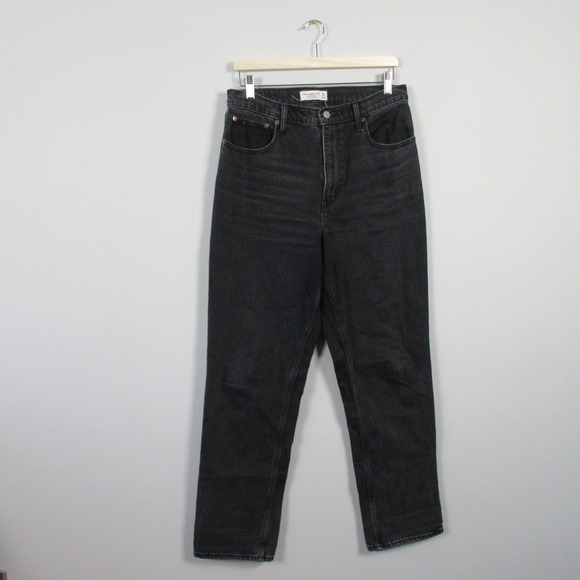 Abercrombie & Fitch The 90s Straight Ultra High Rise Wash Jeans 30 Black 798 - Picture 1 of 11
